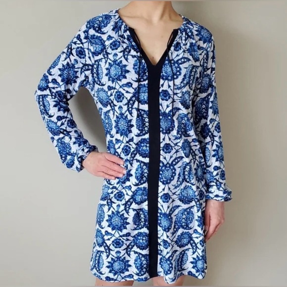 Michael Kors Navy and White Floral Dress Size Medium - Picture 1 of 8